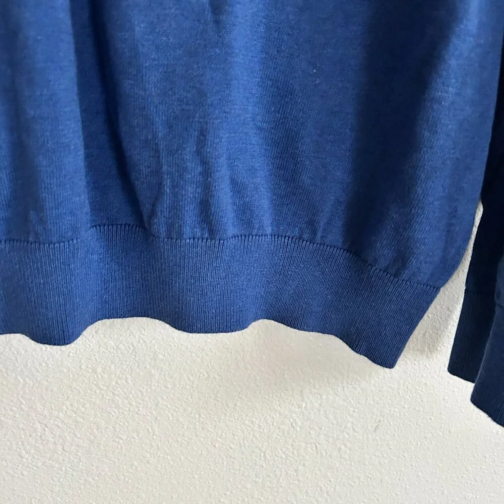 NWT Nautica Sweater Blue 1/4 Zip Cotton Mock Neck Classic Preppy